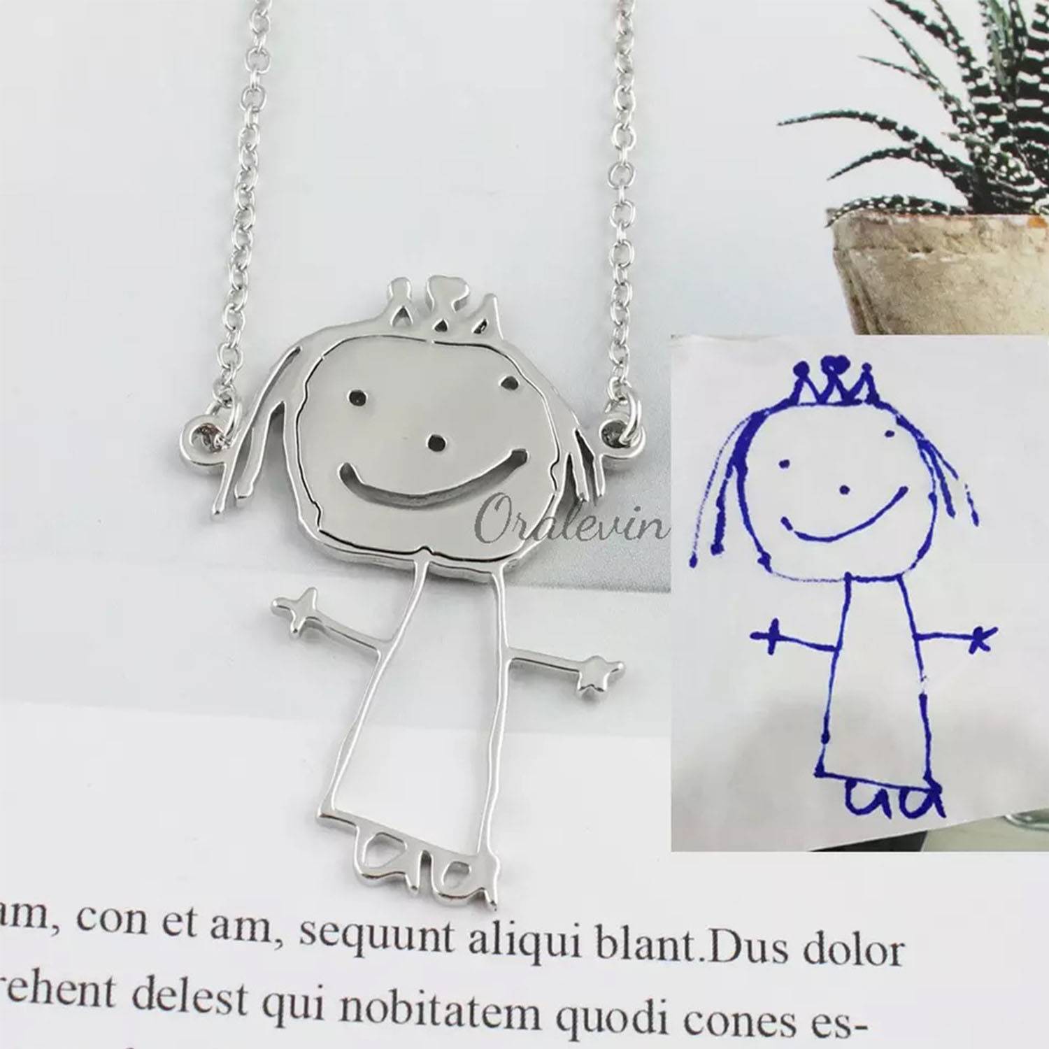 Stainless steel customized children's painting necklace 5