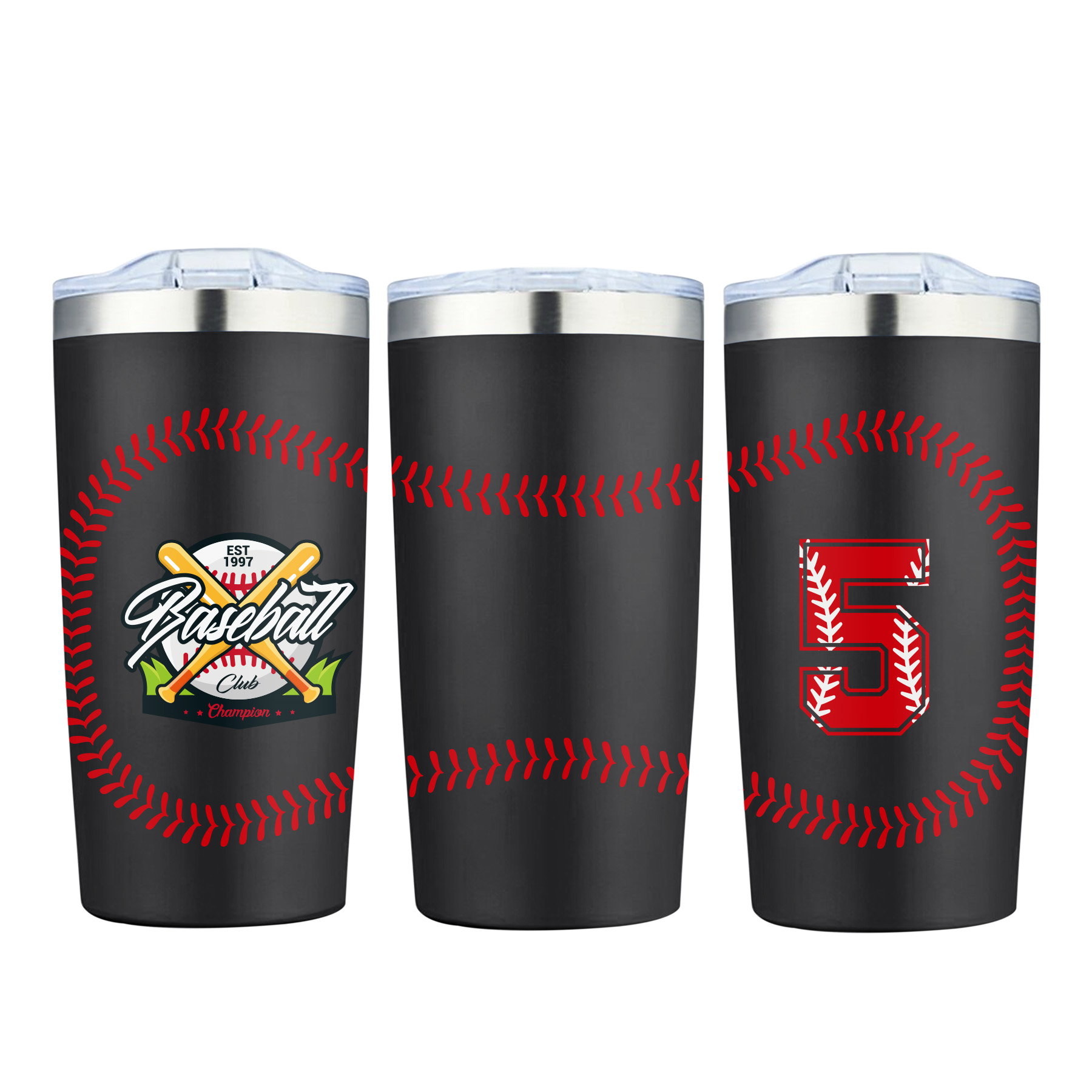 20 oz. Baseball Design Double Wall Vacuum Tumbler Water Bottle 3
