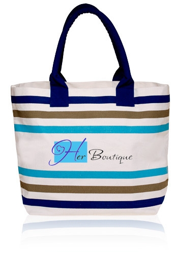Stripe Seaside Tote Bags - 20" W x 14" H 1