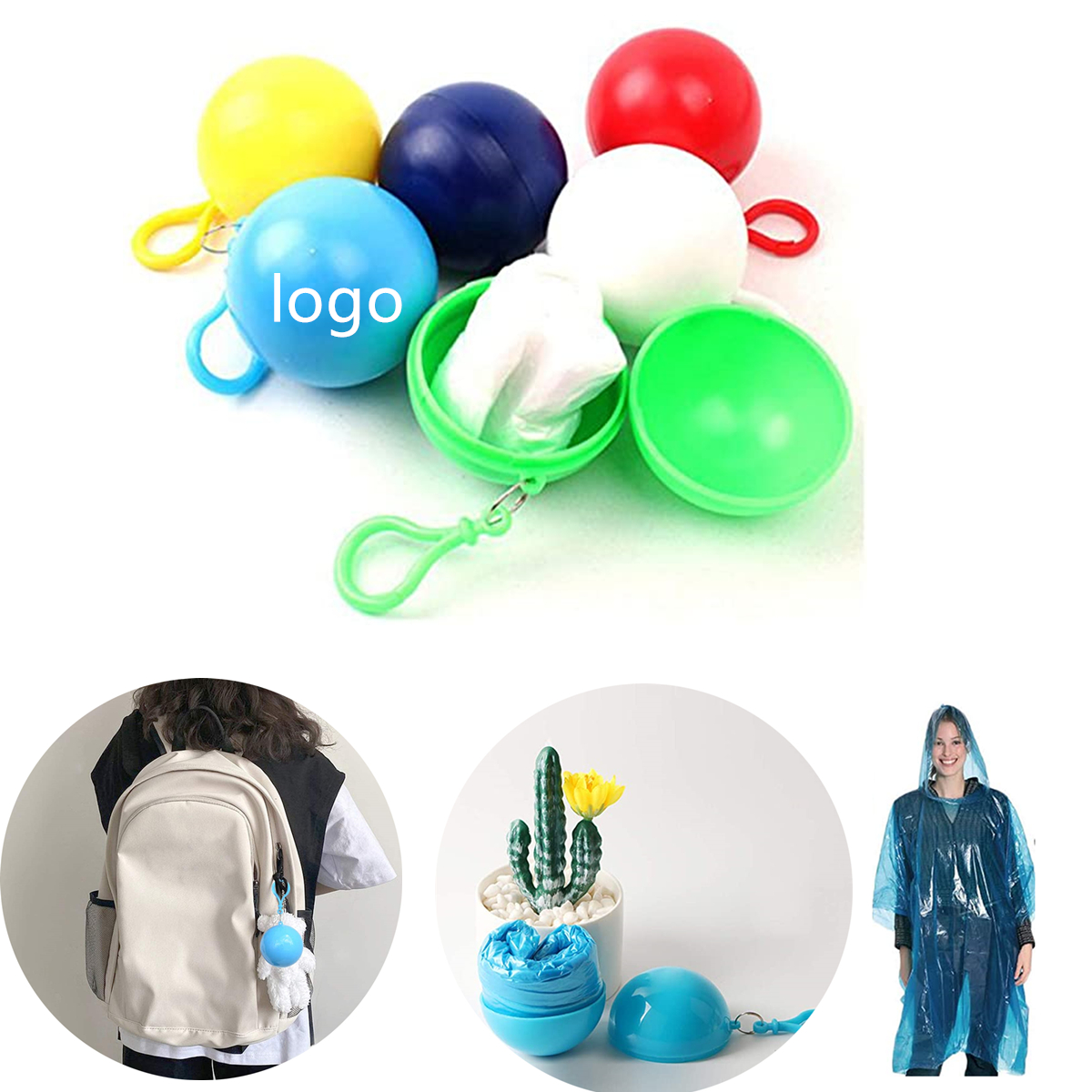 Disposable Raincoat Poncho in Keychain Ball 2