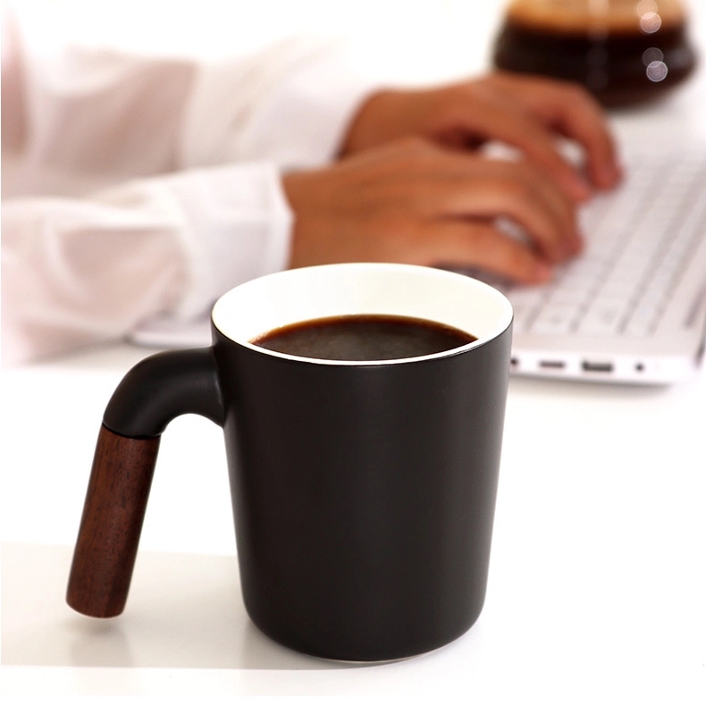 12 OZ. Custom Wooden Handle Ceramic Coffee & Milk Drink Mug 11