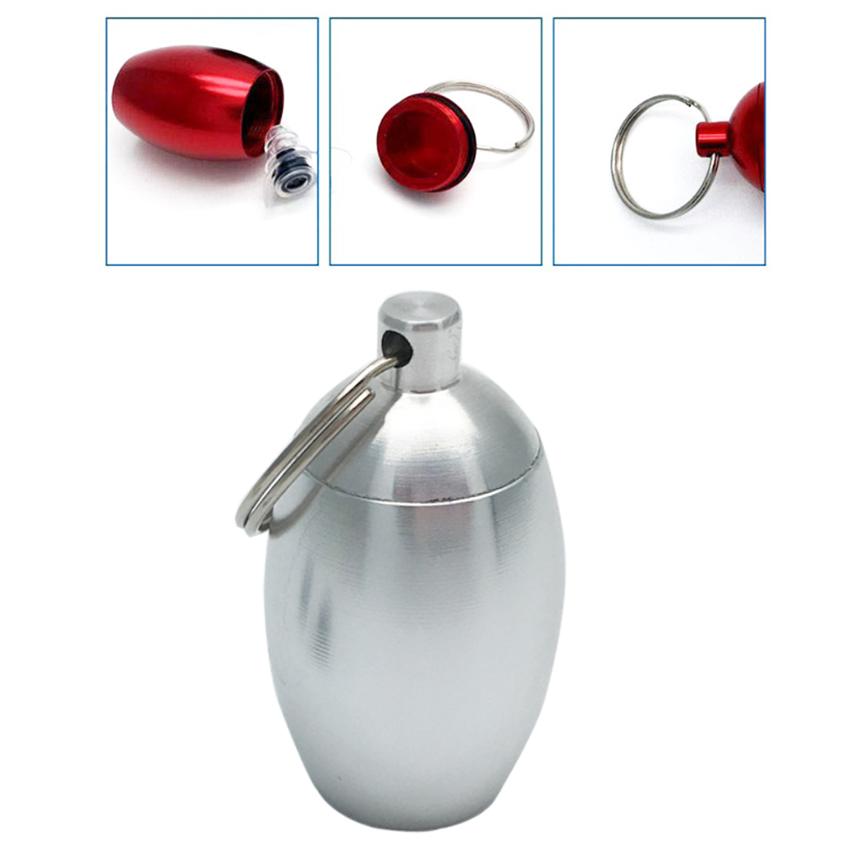 Oval Egg-Shaped Metal Pill Case Keychain & Storage 7