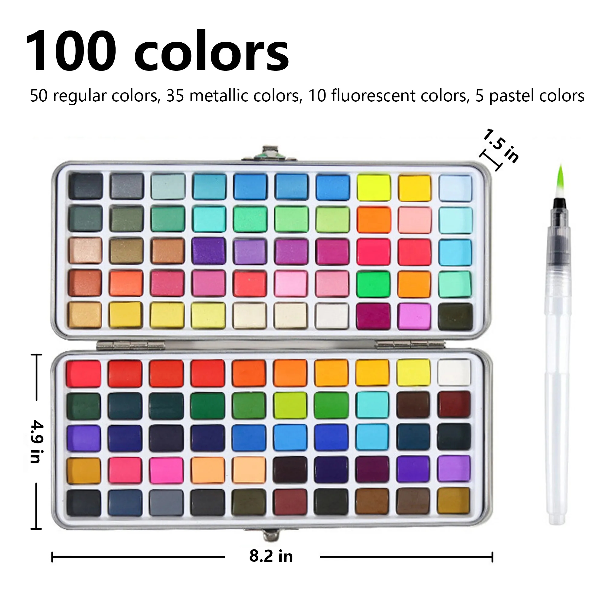 100-Color Solid Watercolor Paint Set 8