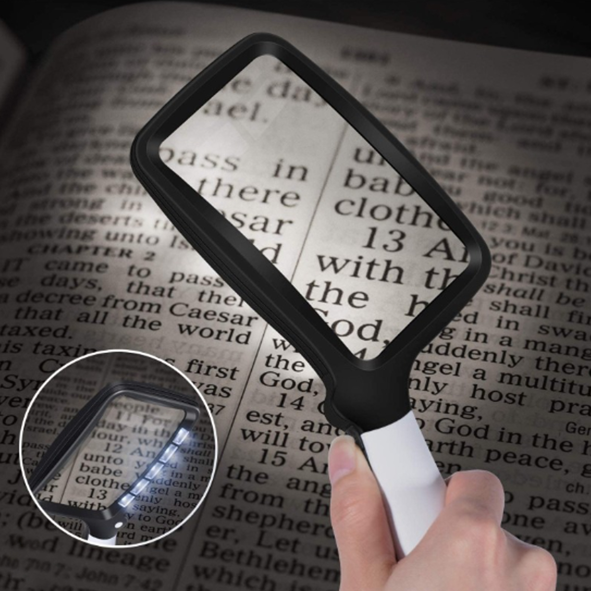Large Rectangular Handheld Magnifier with Light 2