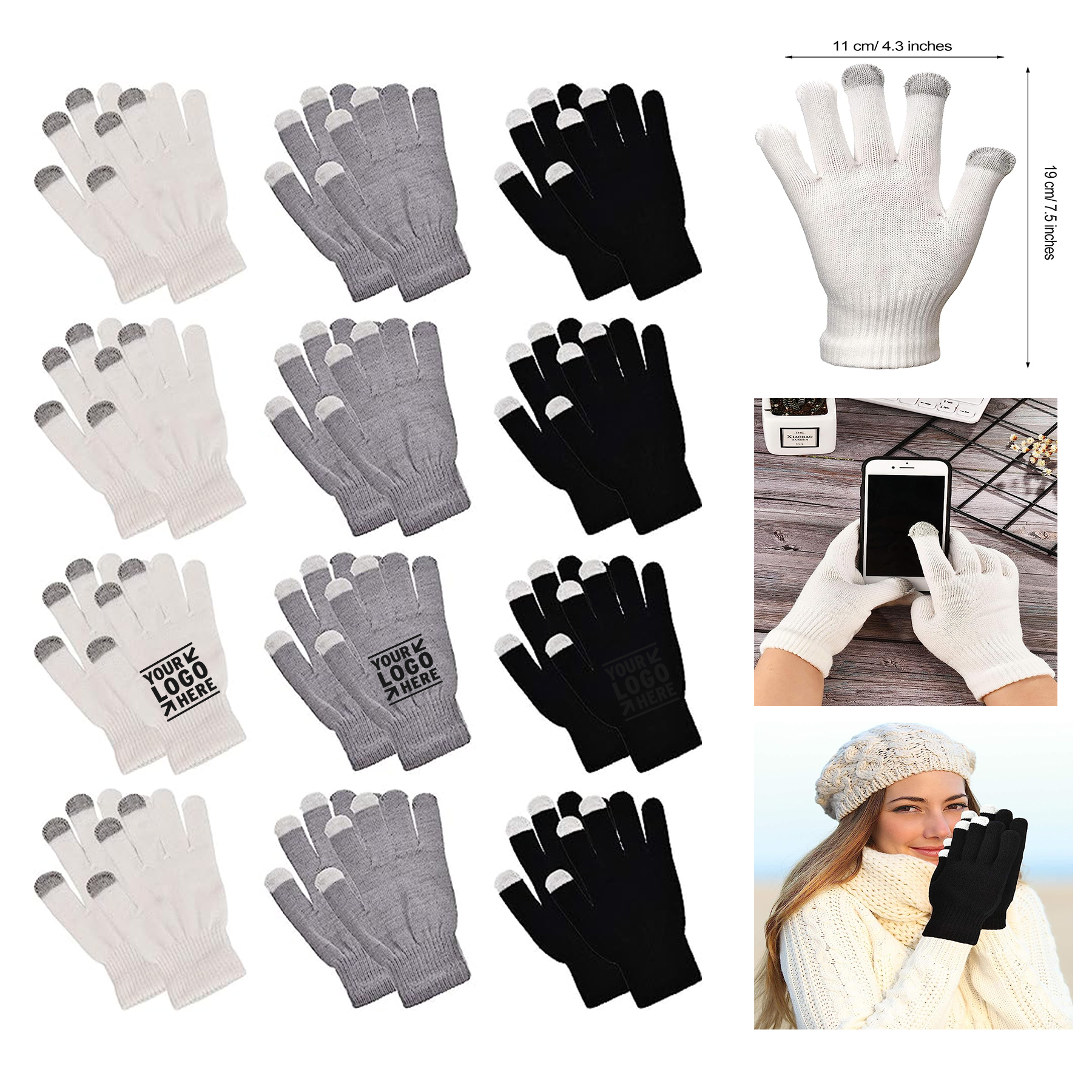 Touchscreen Gloves Stretch Knitted Texting Gloves 