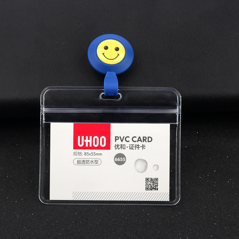 Waterproof Transparent ID Card Badge Holder with Telescopic Lanyard 5
