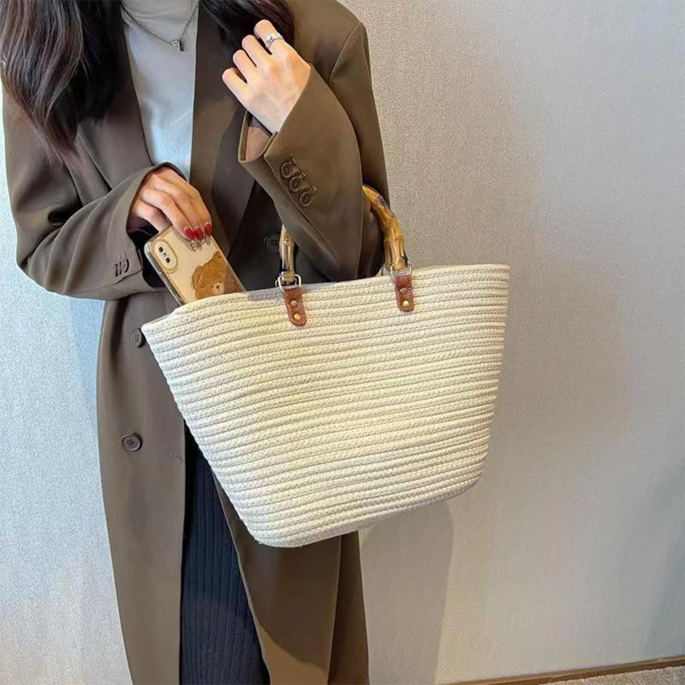 Straw Fashionable Large Capacity Tote Bag 7