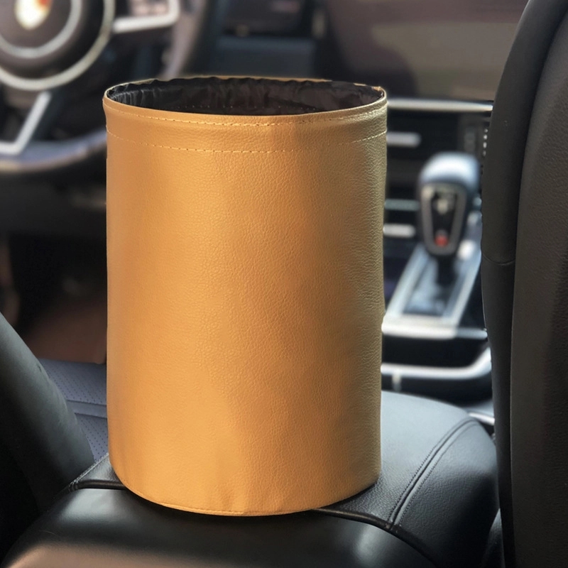 Collapsible Waterproof Portable PU Leather Car Trash Can 3