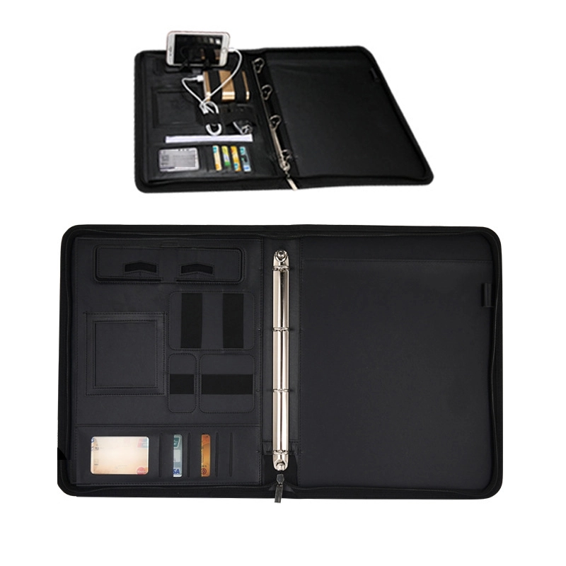 Superior Vegan Leather Business Portfolio With Zipper 4