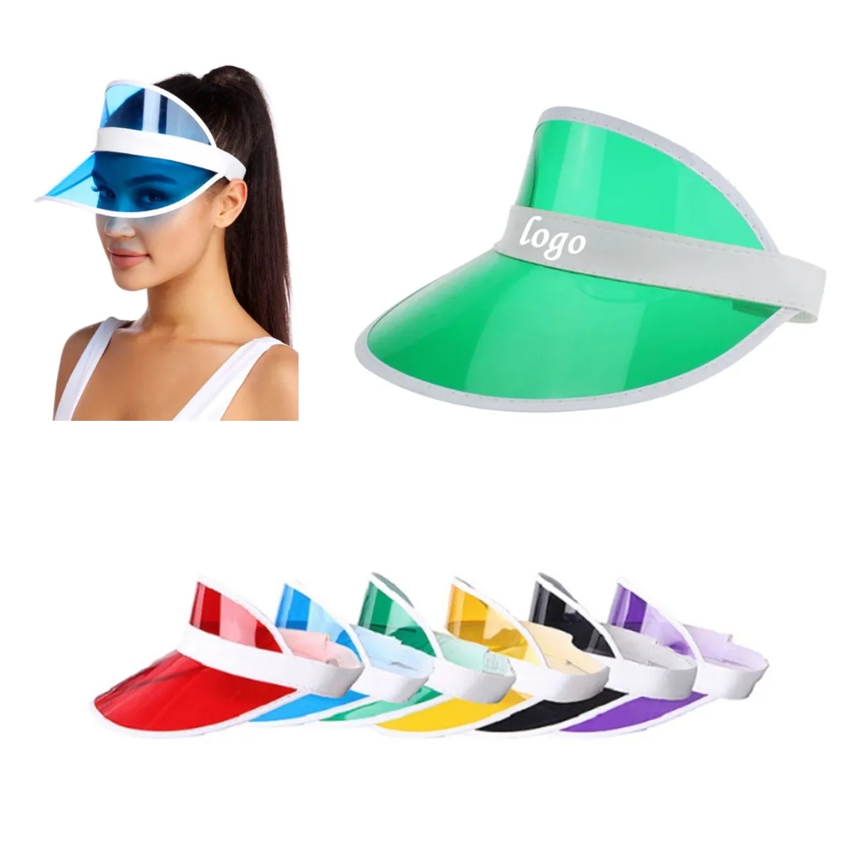 Unisex Transparent Tourist Visor Sun Clear Cap Poker Hat 5