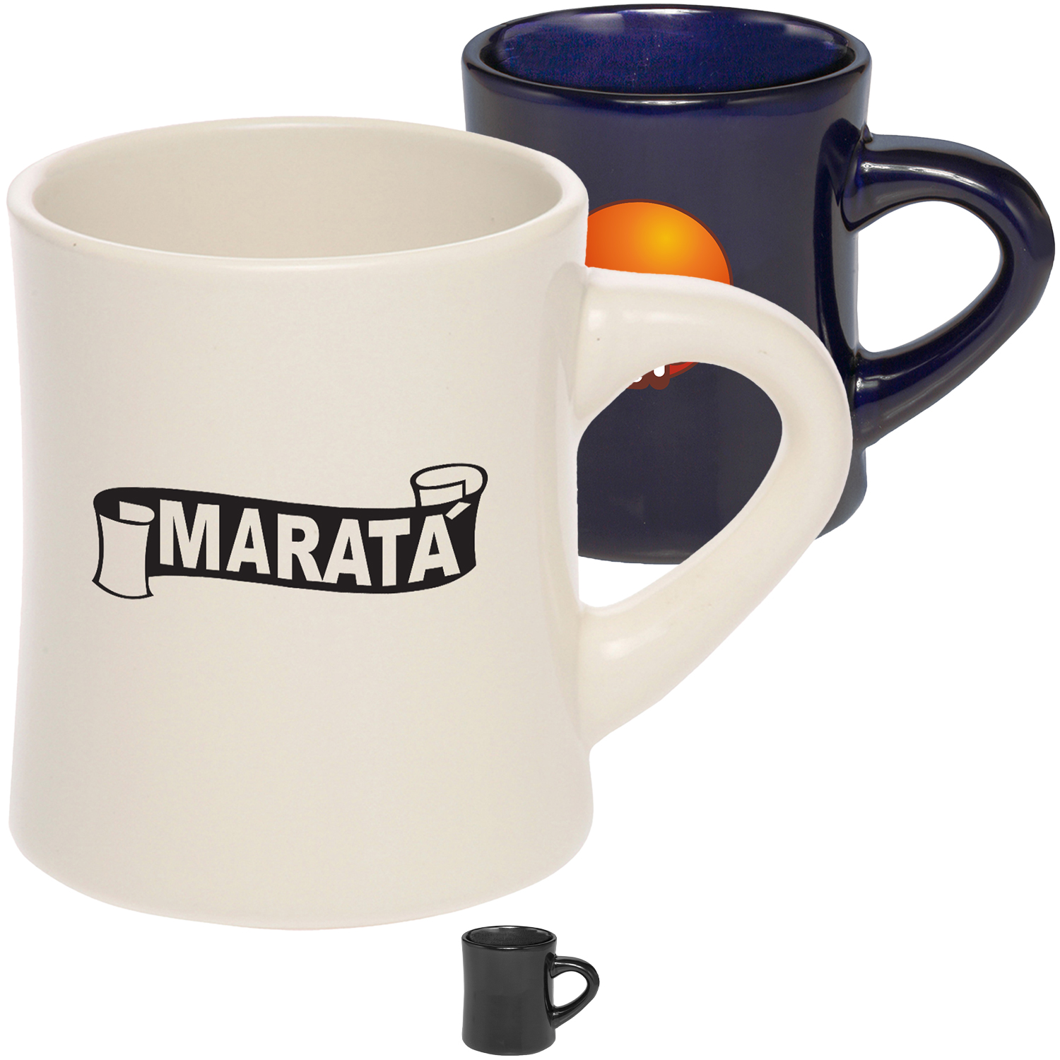 12 oz. Thick curved Ceramic Diner Mugs w/ Custom Logo 1