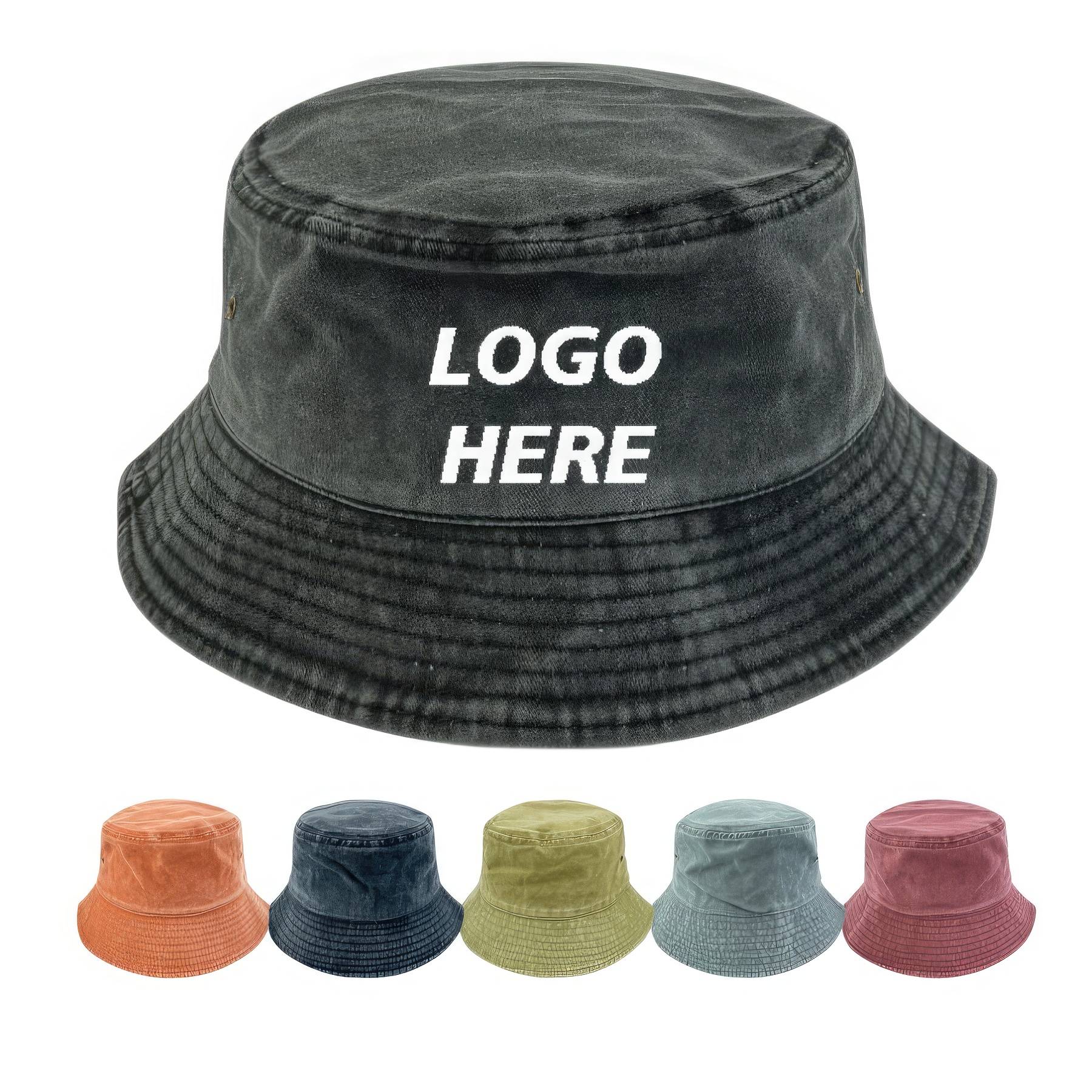 Custom Washed Cotton Bucket Hats Unisex 2
