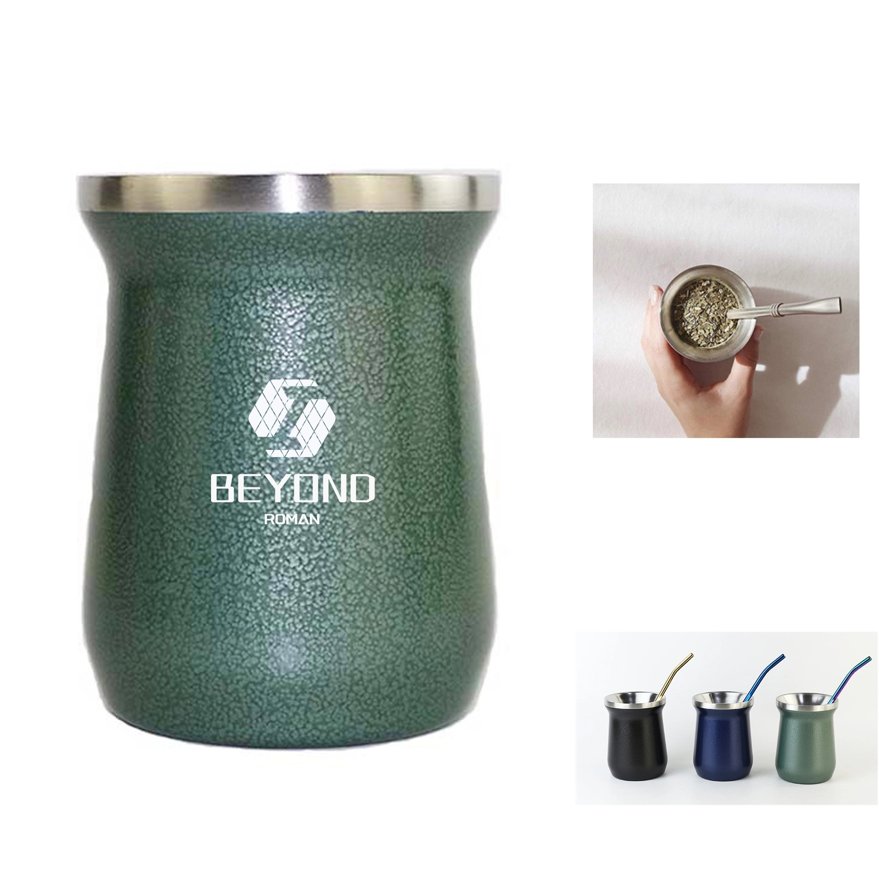 Calabash Hyundai Stainless Steel Cup With Straw((8 OZ), custom tumbler with logo imprint 2