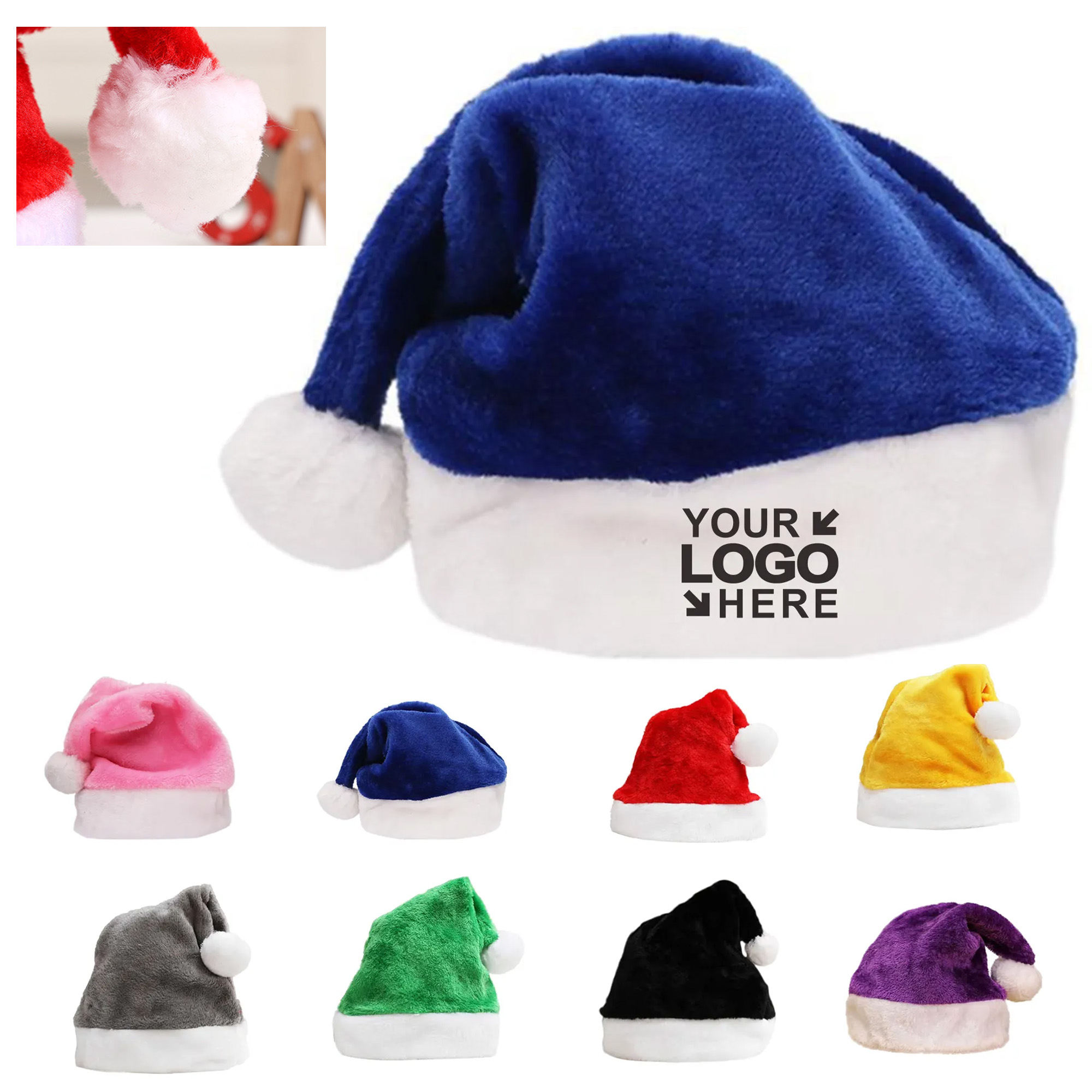Adult Festive Short Plush Santa Hat 2