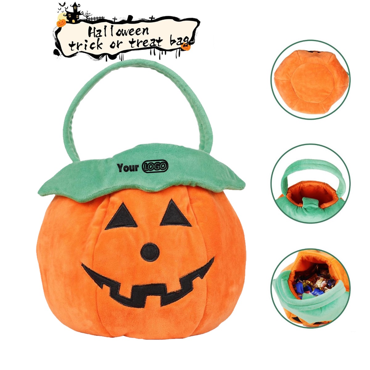 Plush Halloween Pumpkin Bucket 3