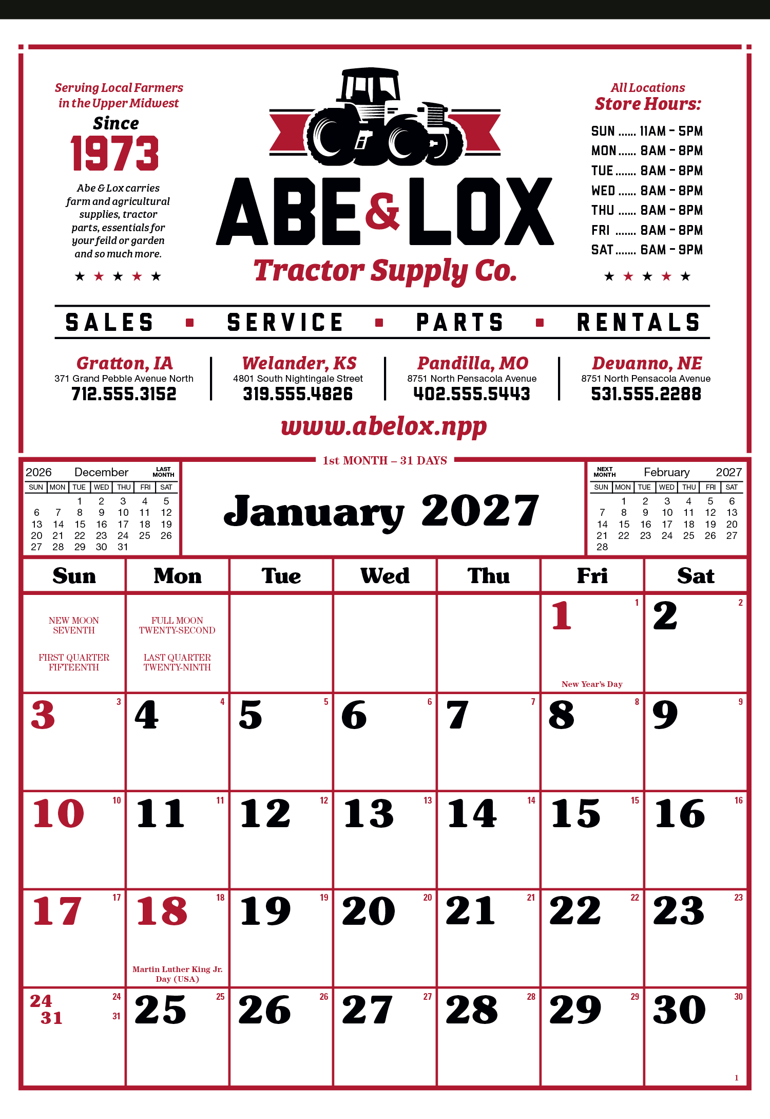Skinner & Kennedy® Commercial 12-Sheet Calendar 6