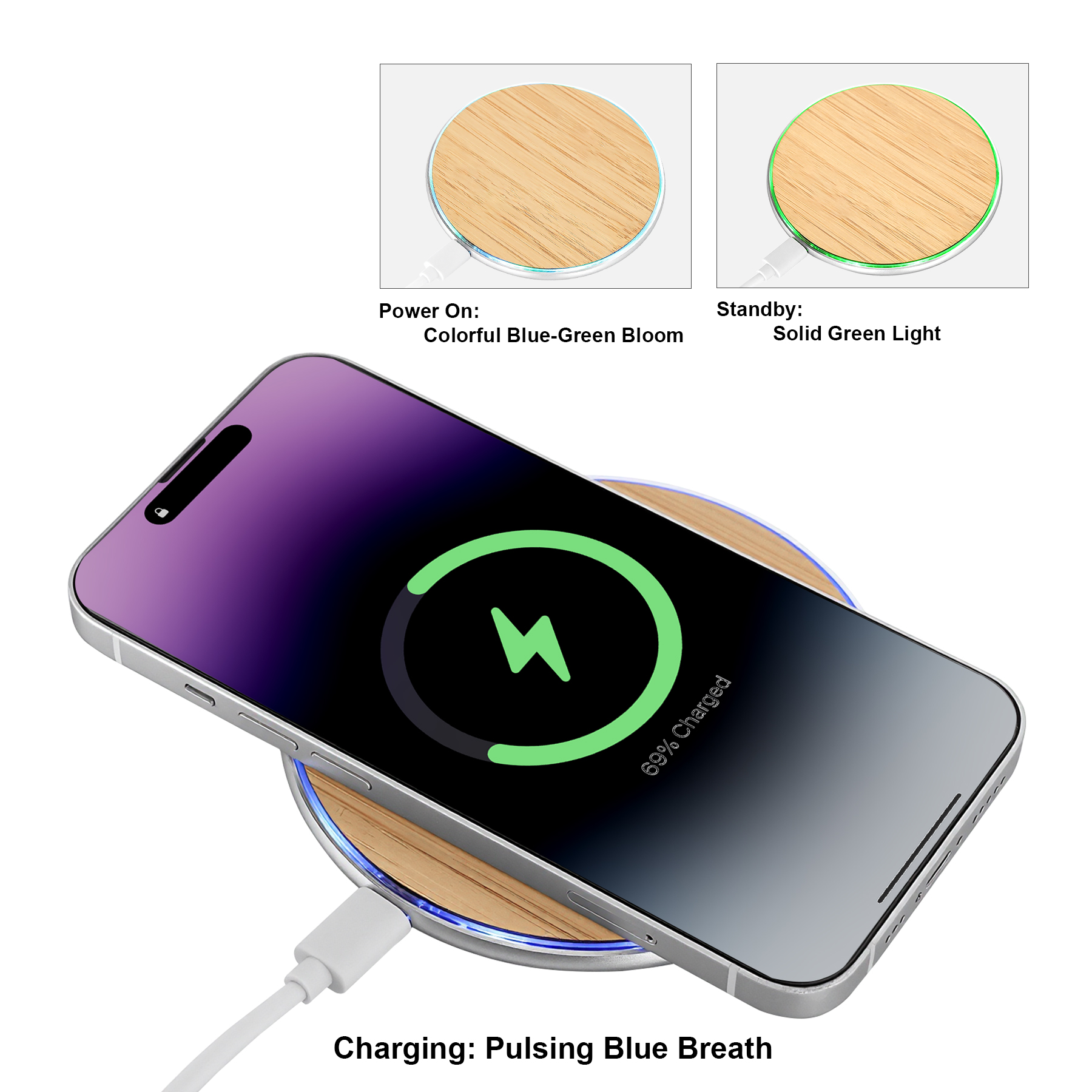 Bamboo 15W Wireless Charging Pad 4