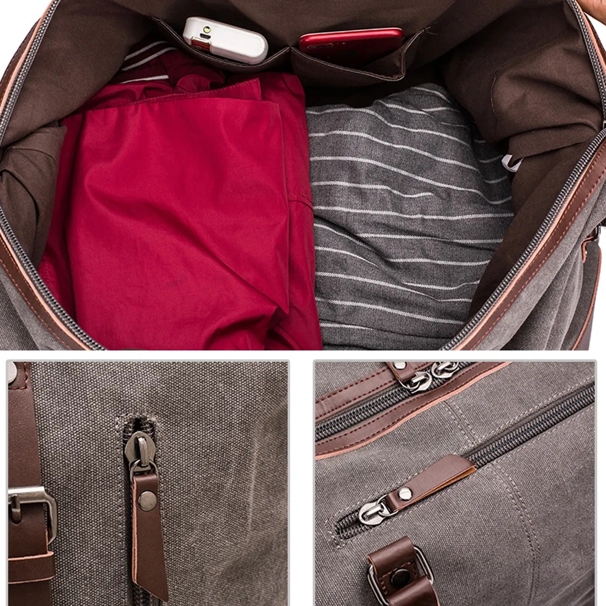 In Stock Travel Canvas Overnight Luggage Duffel Weekend Bag 3