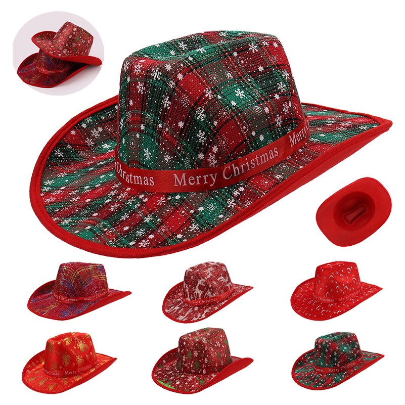 Christmas Hat Red Cloth Adult Party Cowboy Hat 1