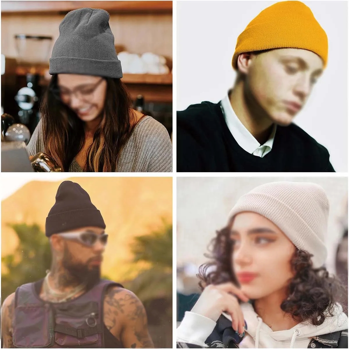 Unisex Warm Winter Hats Acrylic Knit Cuffed Beanie 3