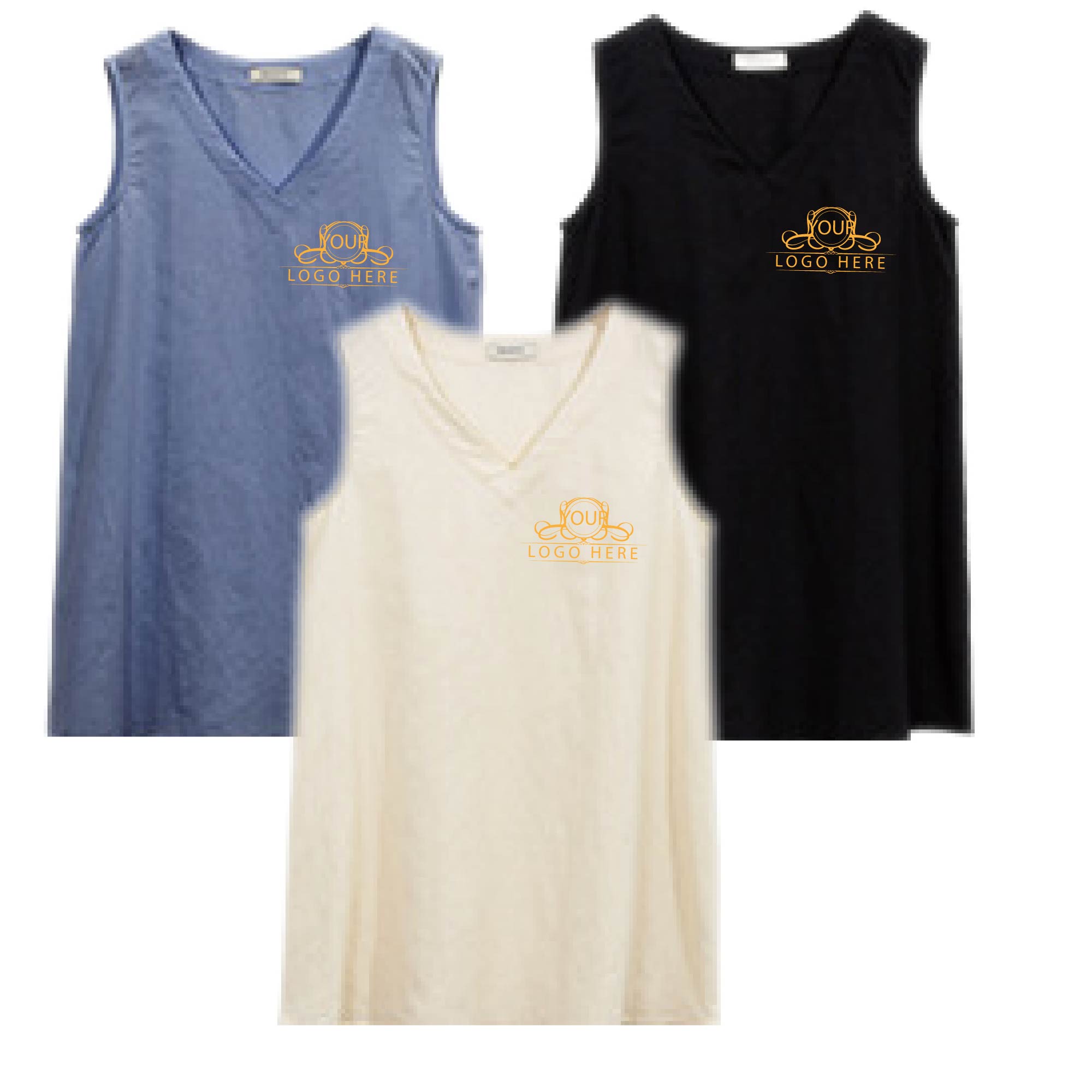 Ladies`Line V Neck T-Shirt 2