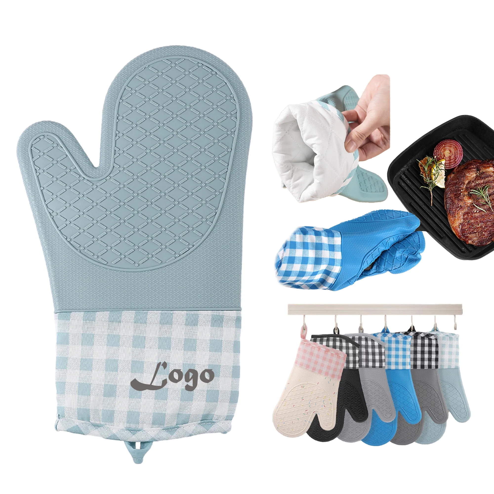 Checkered Silicone Heat-Resistant Oven Mitt 2
