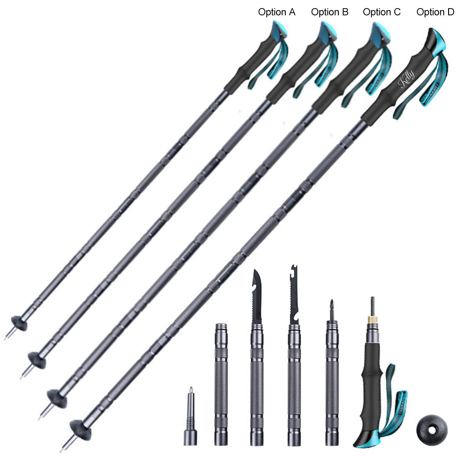 Multi Functional 6 Section Internal Locking Trekking Poles 2