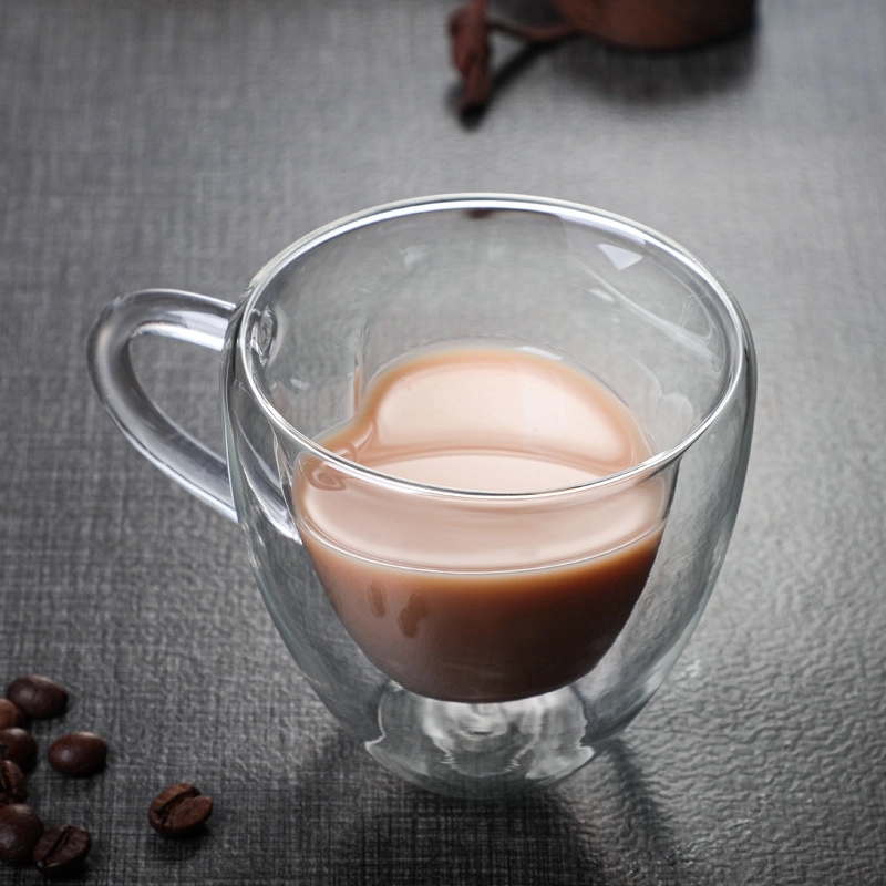 Custom 8 OZ Double Wall Heart shape Glass mug 3