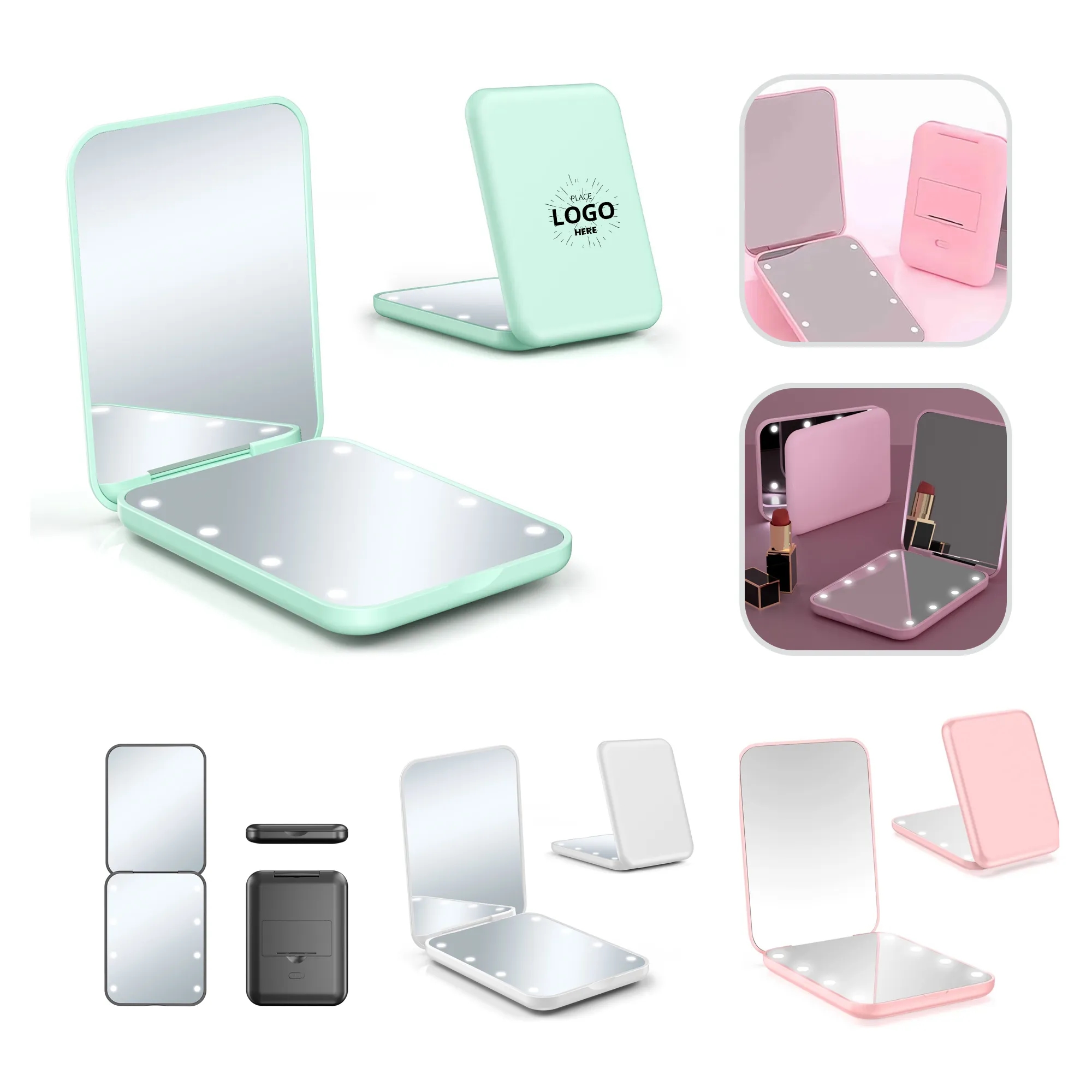 Portable Handheld Folding Makeup Mirror With Led Light 3