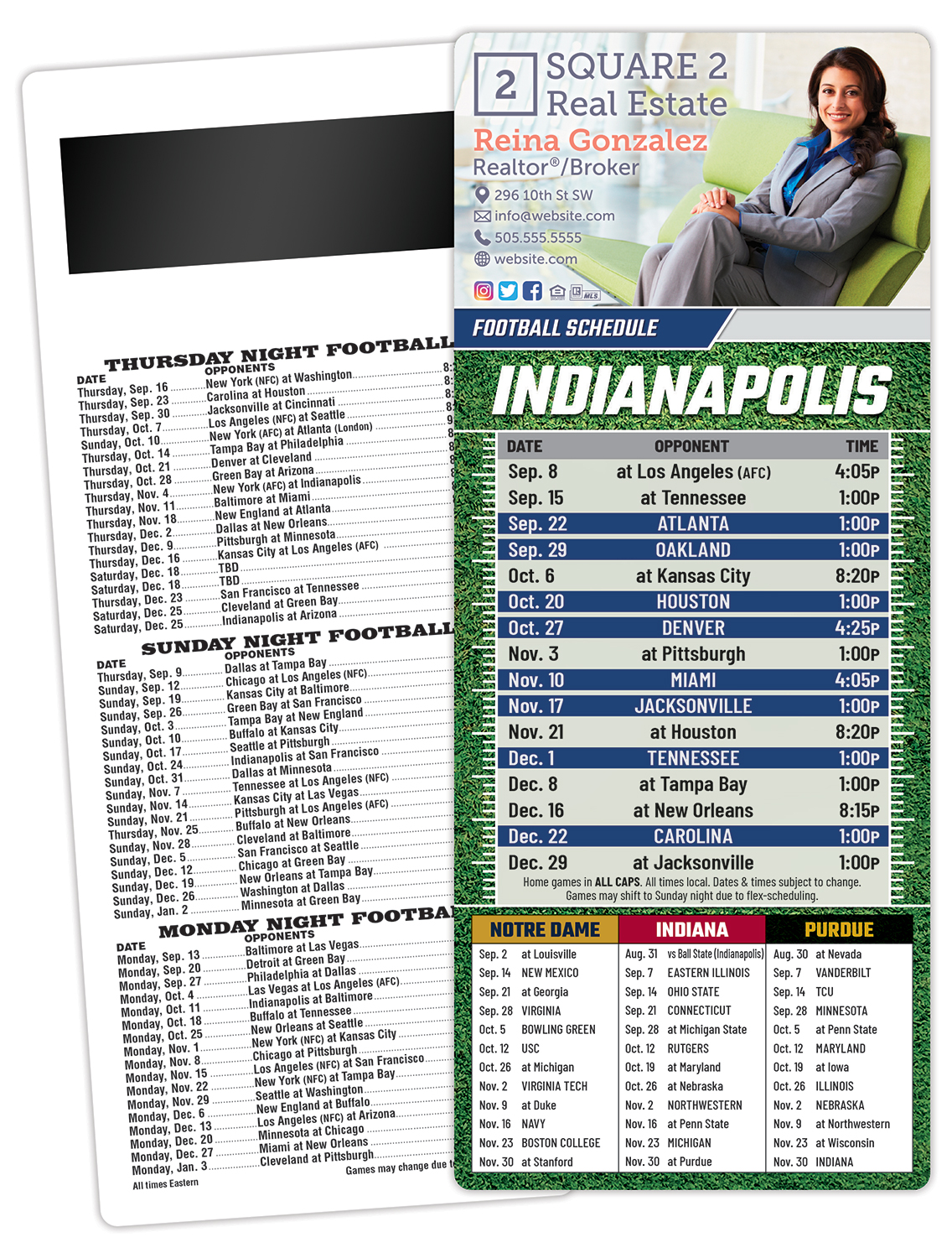 Football Schedule Laminated Card/Postcard with Magnet Strip 3.5x8.5 - 14 pt. 1