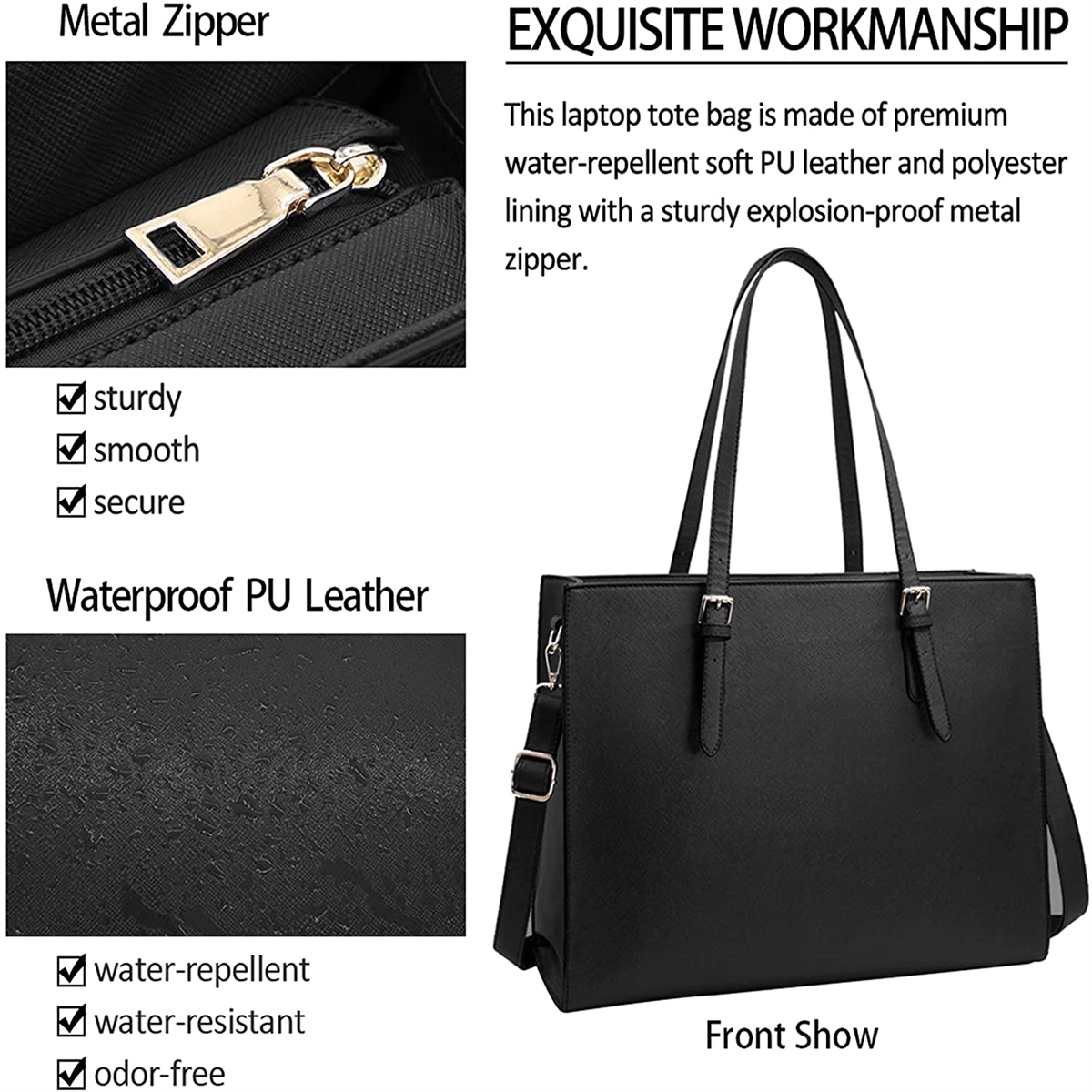 Laptop Bag For Women Leather 15.6 Inch Computer Tote Bag 5