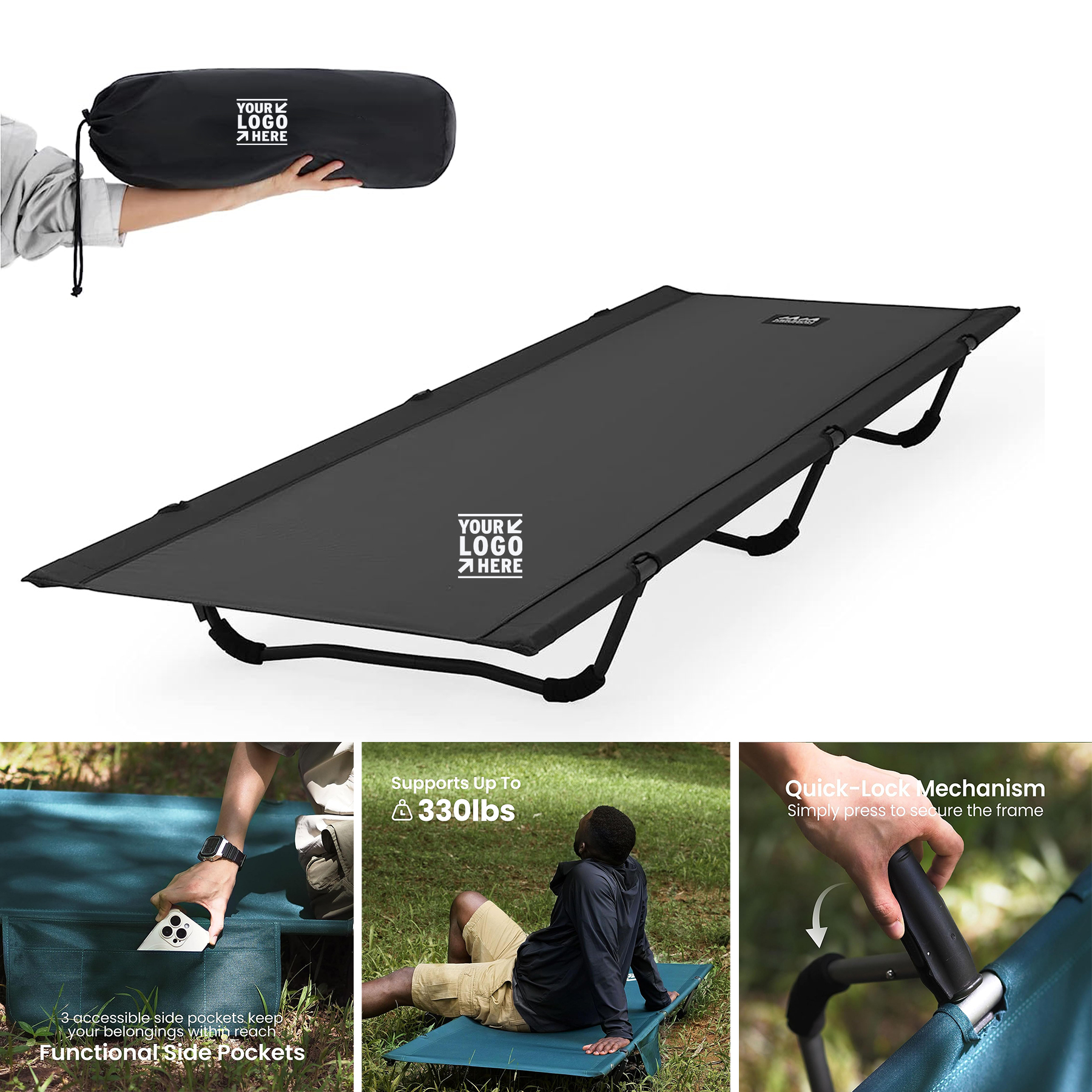 Supports 330lbs A4 Ultralight Outdoor Foldable Backpacking Camping Sleeping Cot 