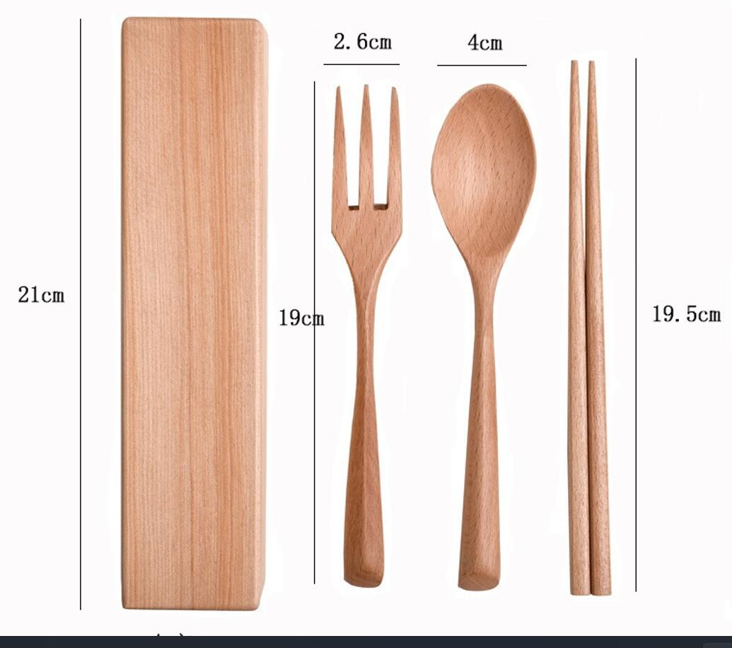 Portable Wooden Flatware Kit 4