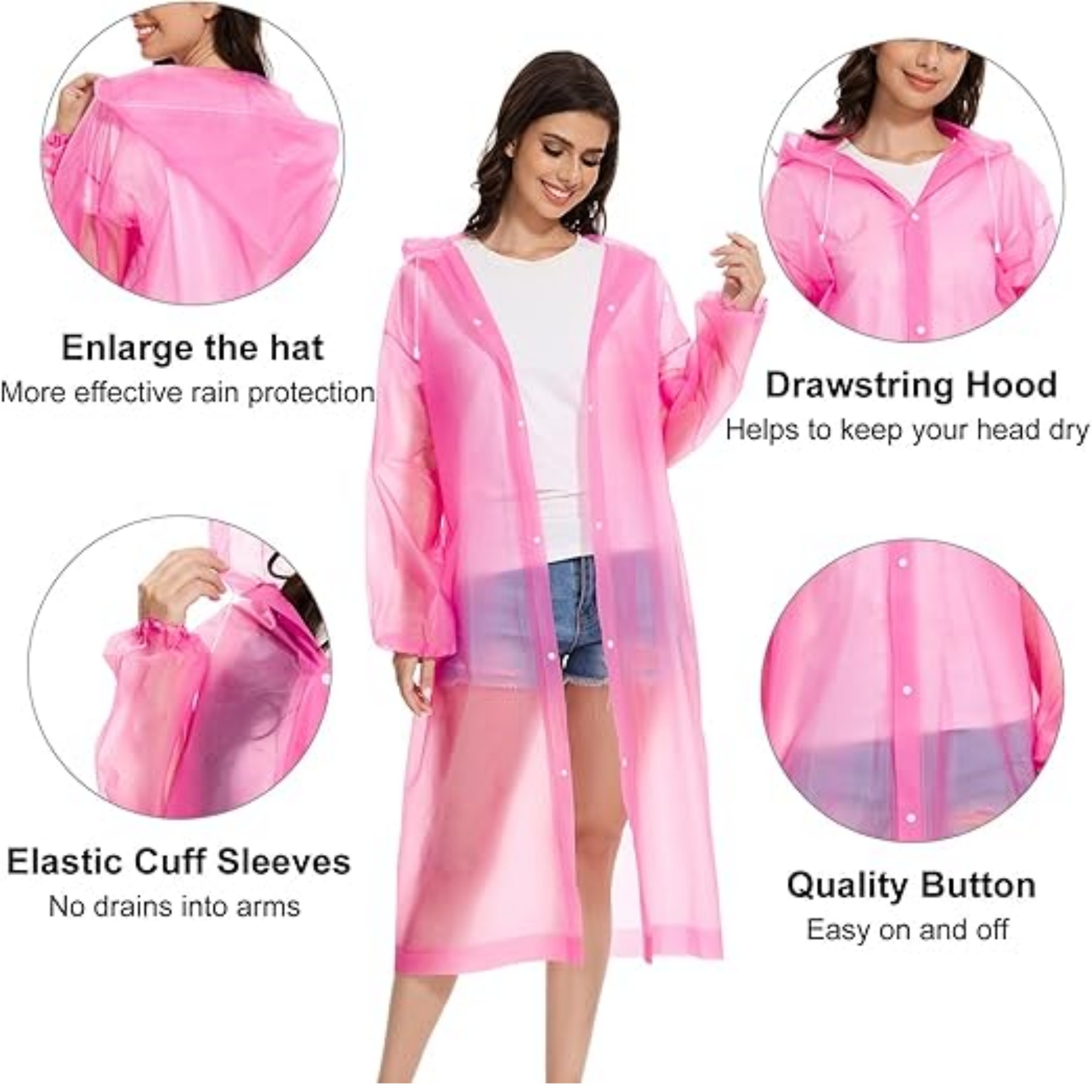 Rain Ponchos for Adults Reusable 2