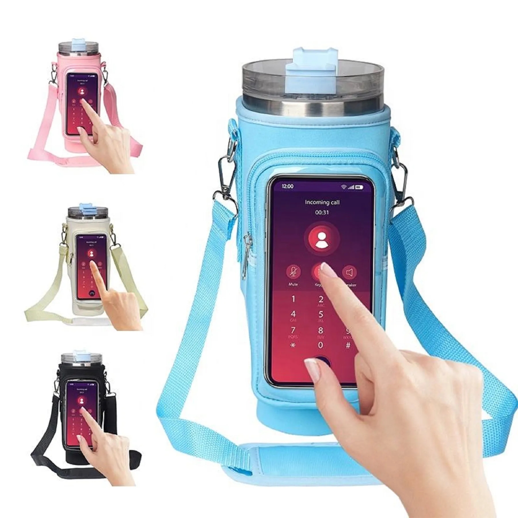 40 Oz. Water Bottle Carrier Holder Sleeve with Phone Bag 8