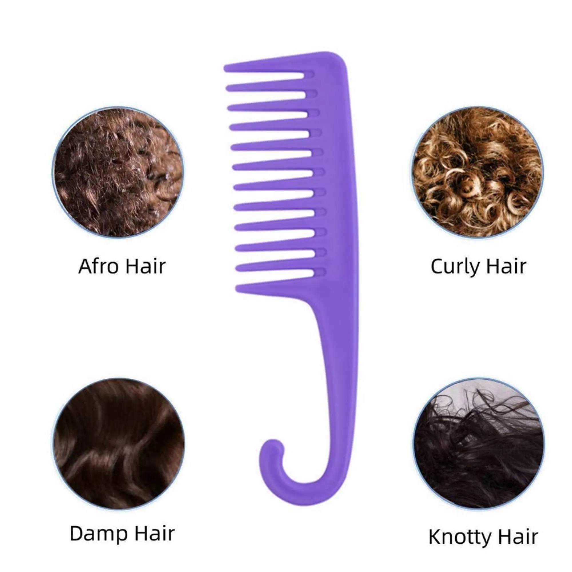 Wide Tooth Shower Comb With Hook 2