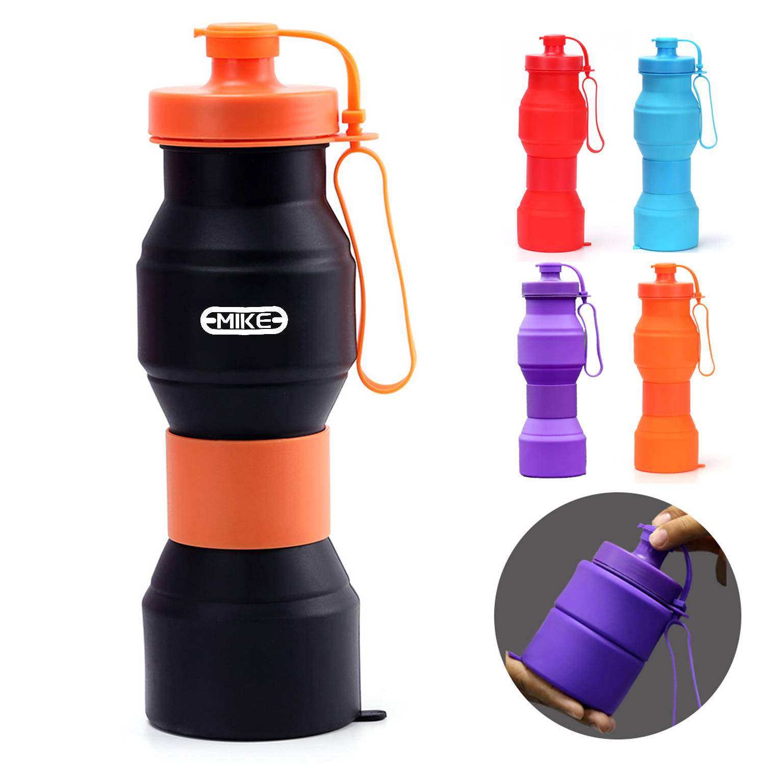 27 Oz Foldable Sports Water Bottles W/ Handle 2