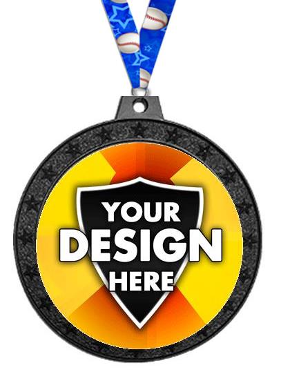 Medallion Holder: 2.5" Custom Black All Star Medal 2