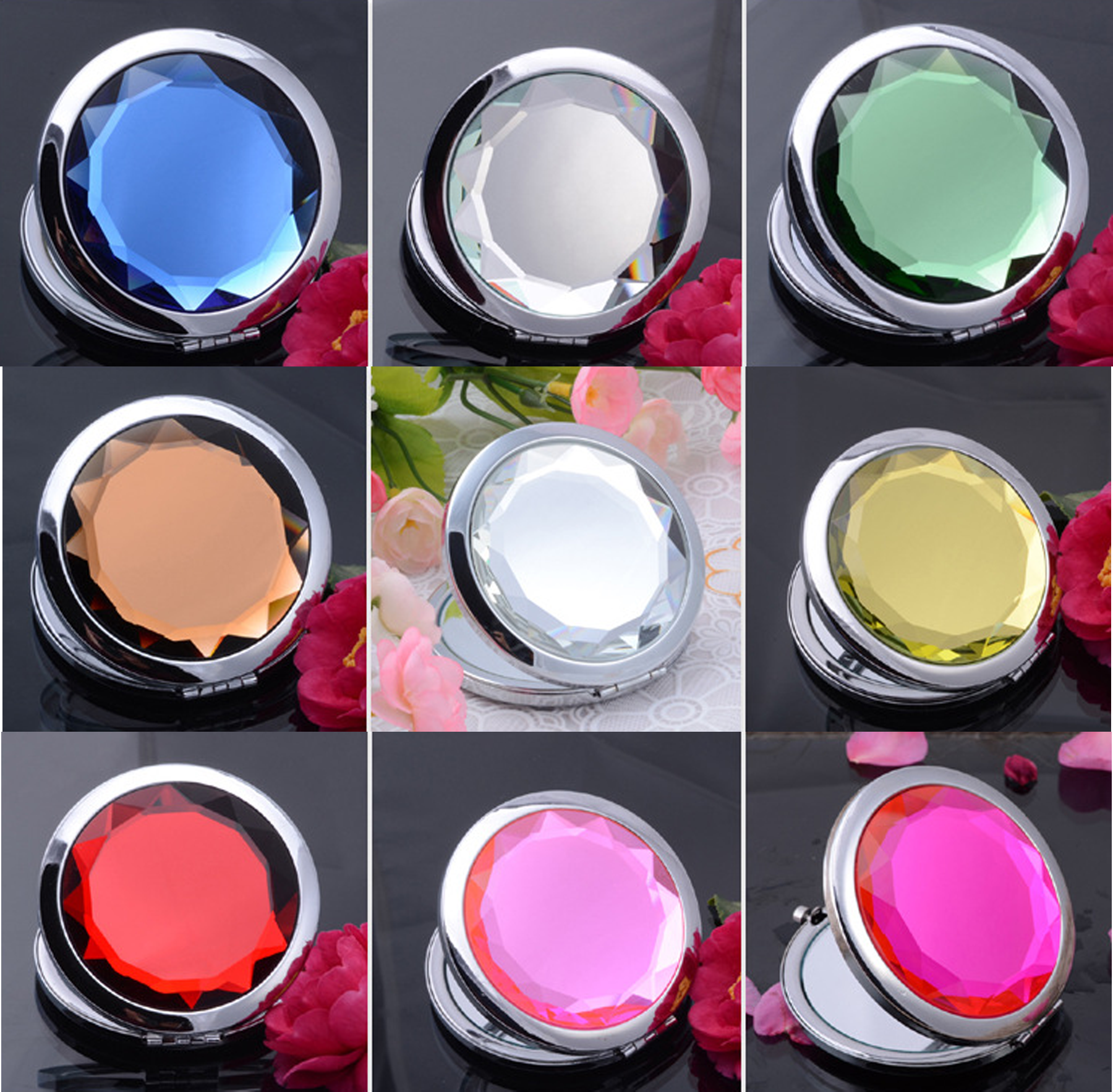 Round Crystal Dual Magnification Mirror MOQ 100PCS 5