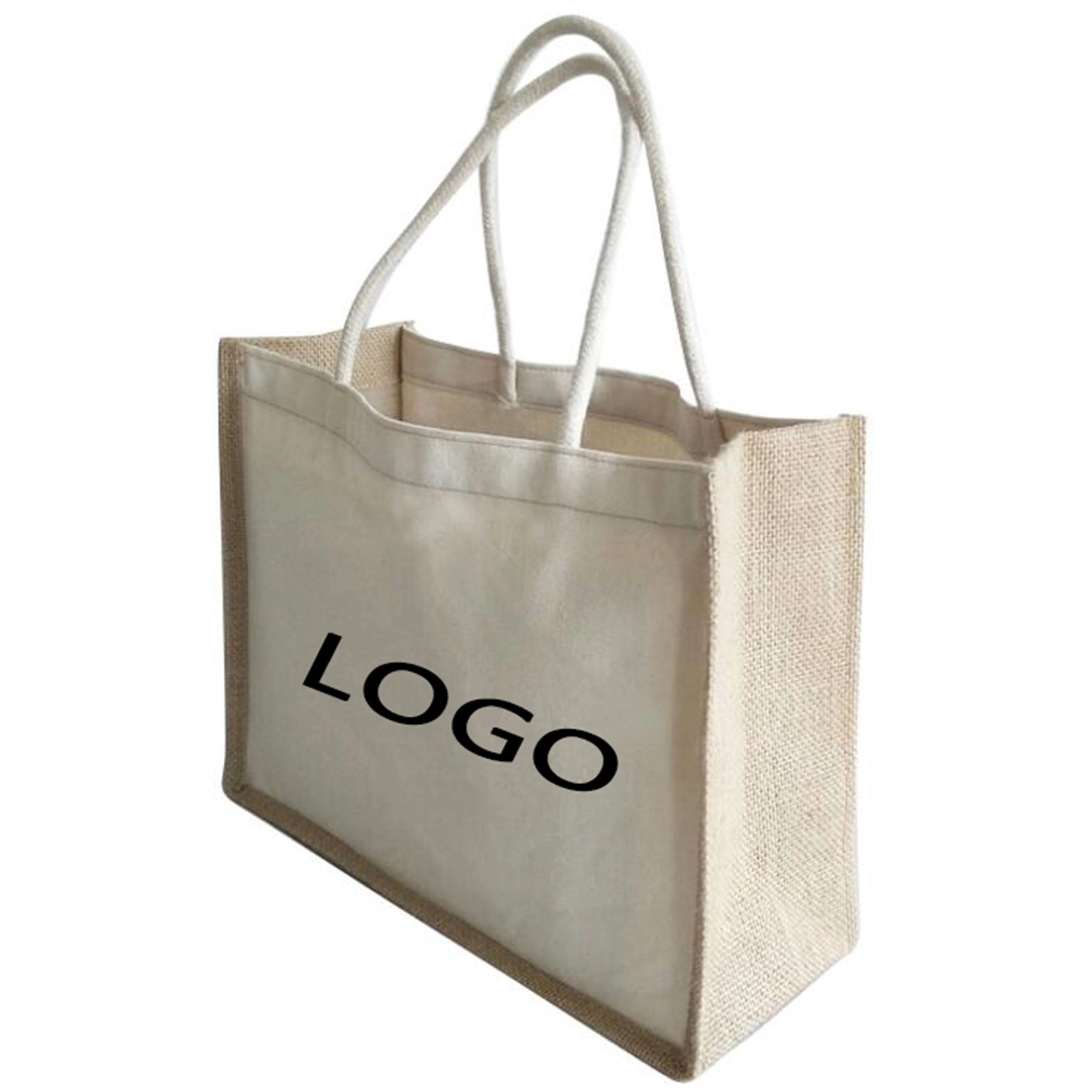 Jute Bag with Rope Handle, custom tote bag with logo imprint 2