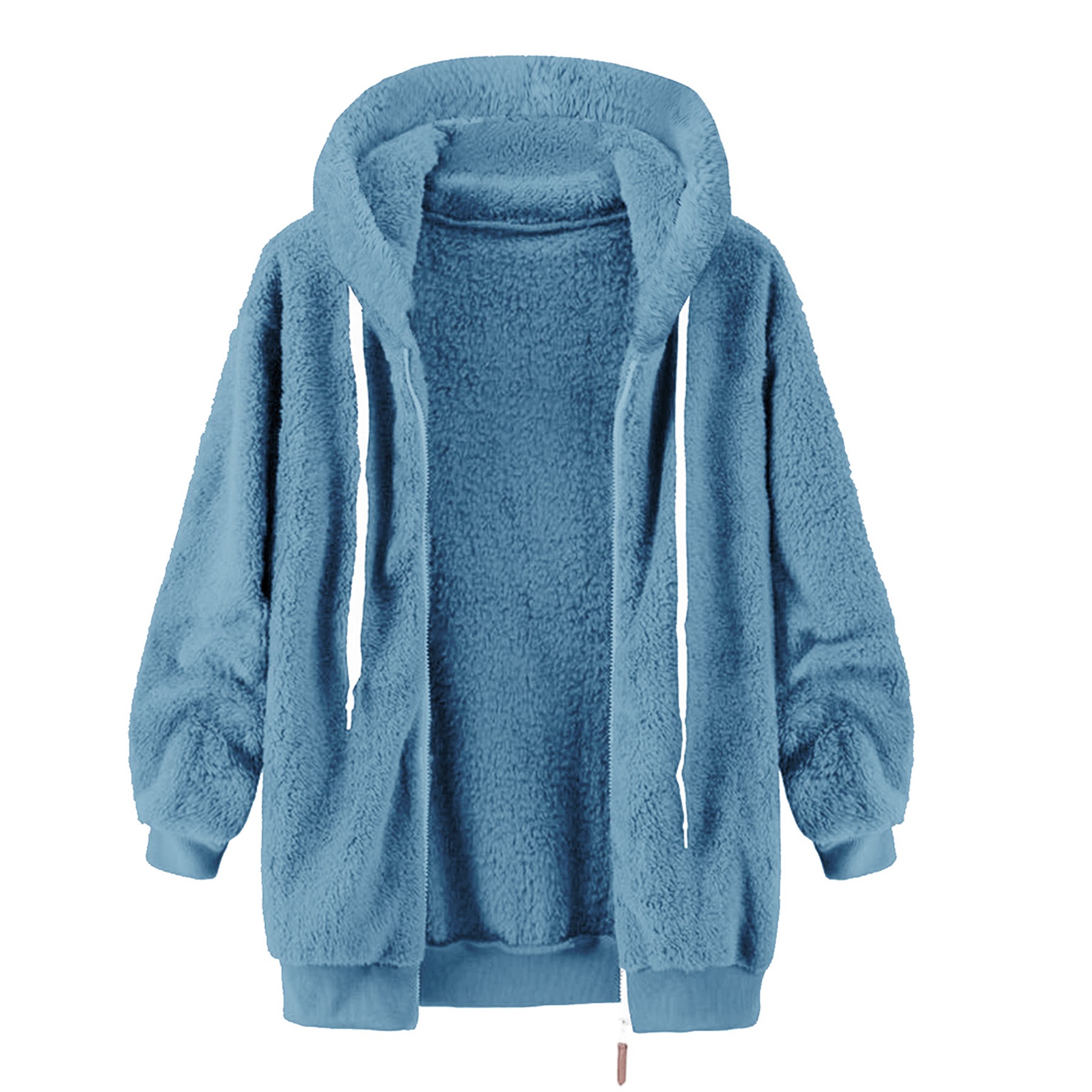 Women Oversized Sherpa Fleece Outwear Hooded Coat 2