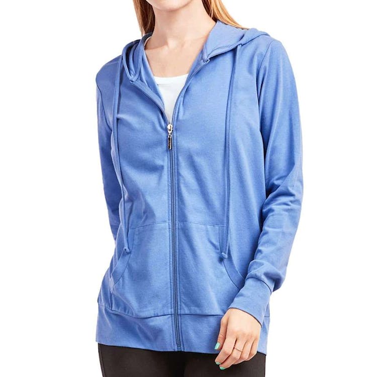 Women's Jersey Zip-Up Hoodie Jackets - Small Light Blue 2