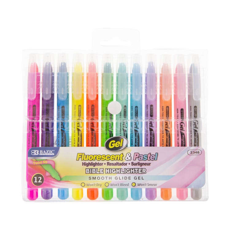 Gel Bible Highlighters - 12 Pastel Color Pack