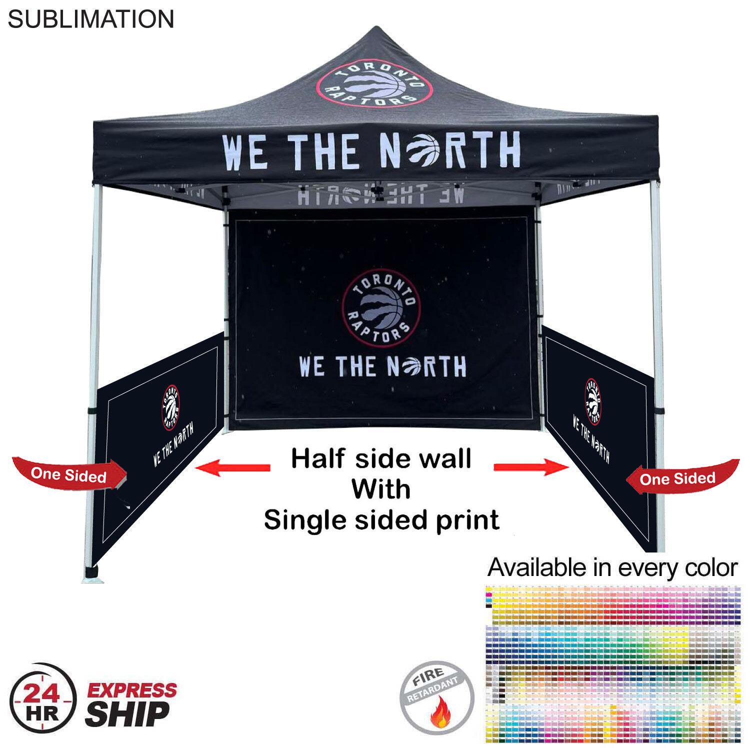 24 Hr Express Ship - Half Side Wall for 10x10 Tent Kit, Sublimated, Single Sided Print 2