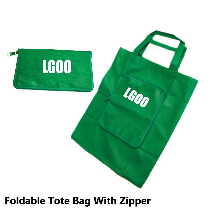 Non-woven Foldable Grocery Shopping Bag With Ziper, custom non-woven bag with logo imprint 2