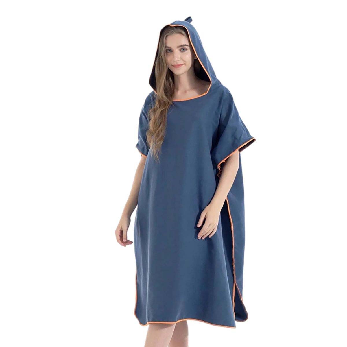 Solid Color Adult Poncho with Snap Button 3
