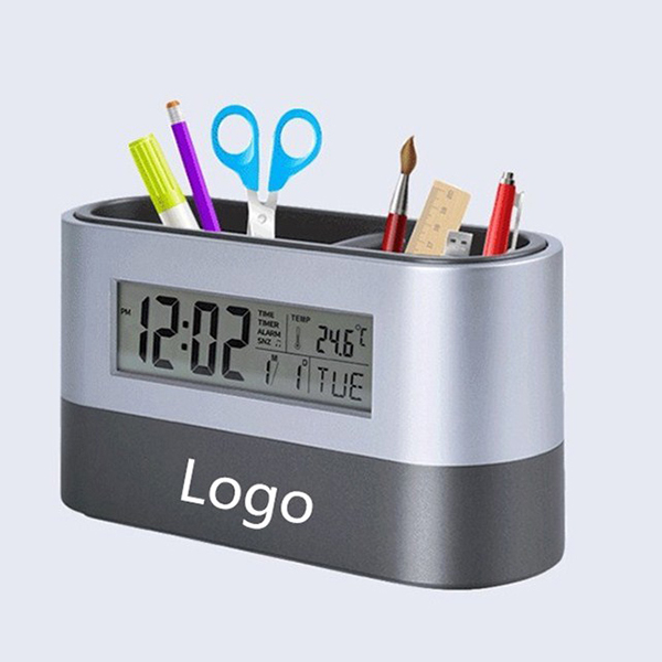 Alarm  Pen Holder Calendar Temperature Display Clock 3