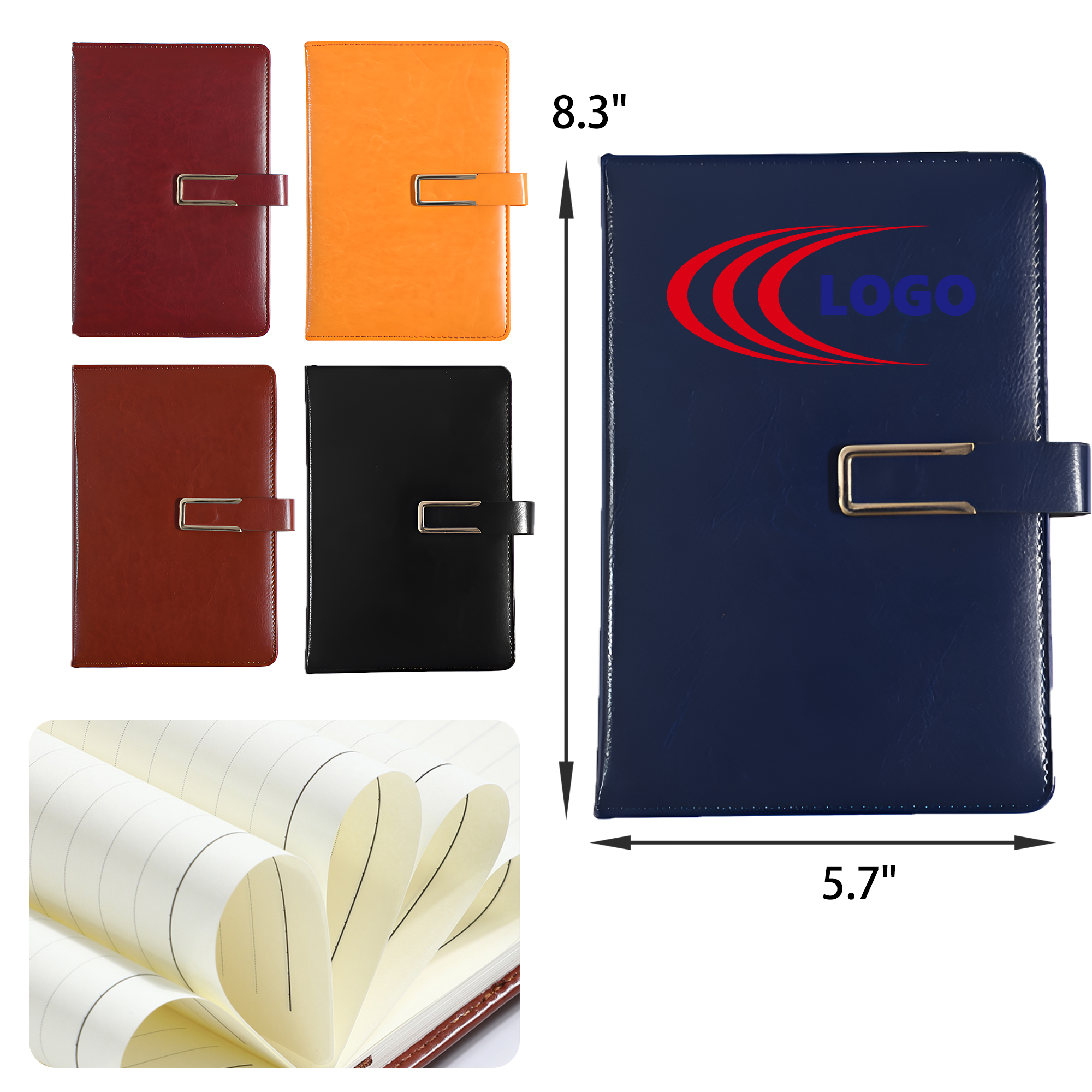 Durable A5 Magnetic Buckle Leather Notebook 3