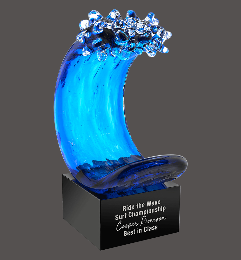 8 1/2" BLUE WAVE ART GLASS 2