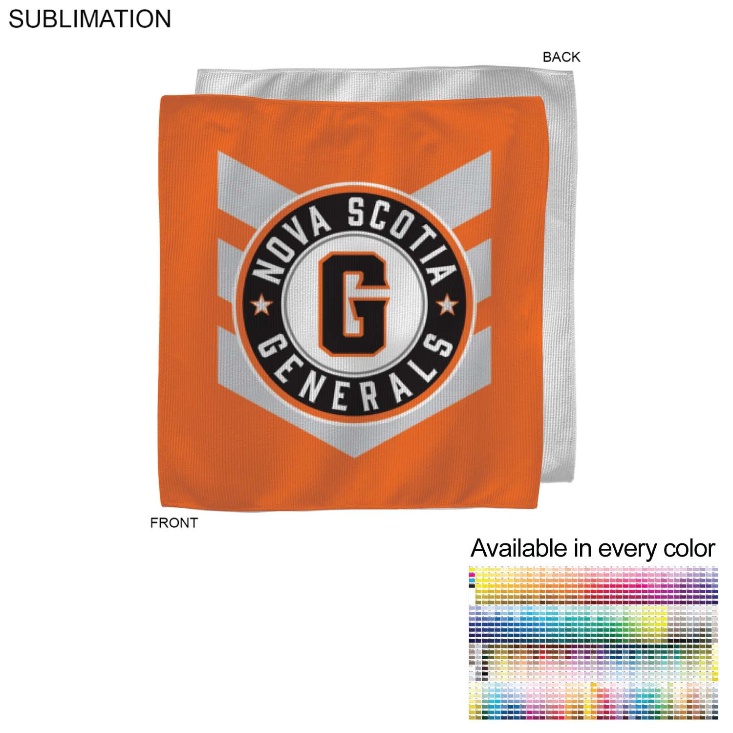 Colored Microfiber Dri-Lite Terry Skate, Cooling, Rally Towel, 10x10, Sublimated Edge to Edge 1 side 5